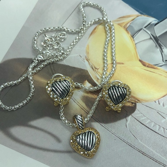 🌟 Silver Gold Heart Set - Picture 2 of 4